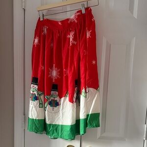 Holiday Red Snowman A-Line Skirt